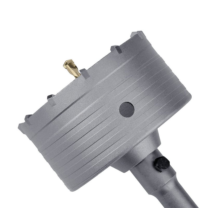 GUICGOC 95mm (3-3/4inch) Concrete Hole Saw with 220mm SDS Plus Connecting Rod, Tungsten Carbide Teeth (7.7mm x 4mm) Cement Hole Saw for Concrete Cement Brick Wall Stone (95mm (3-3/4inch) - Image 1